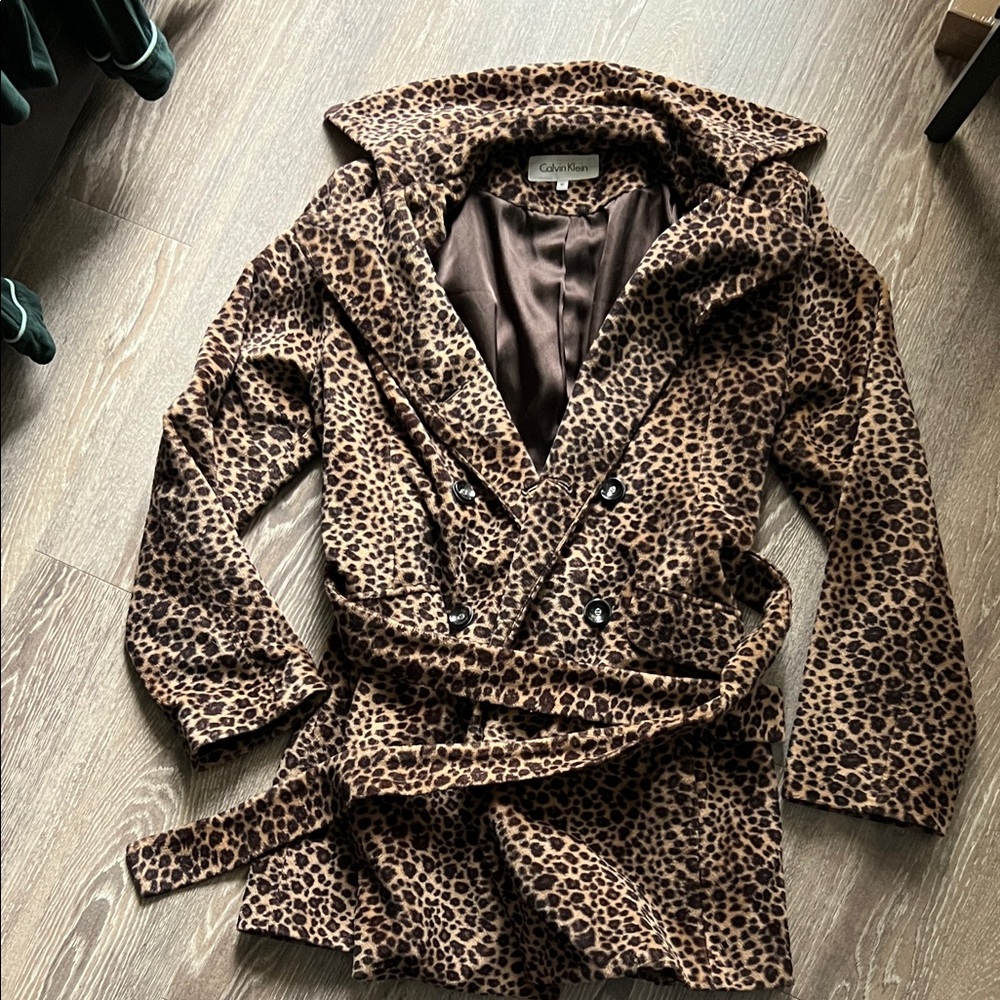 Calvin Klein Animal Print Trench Coat